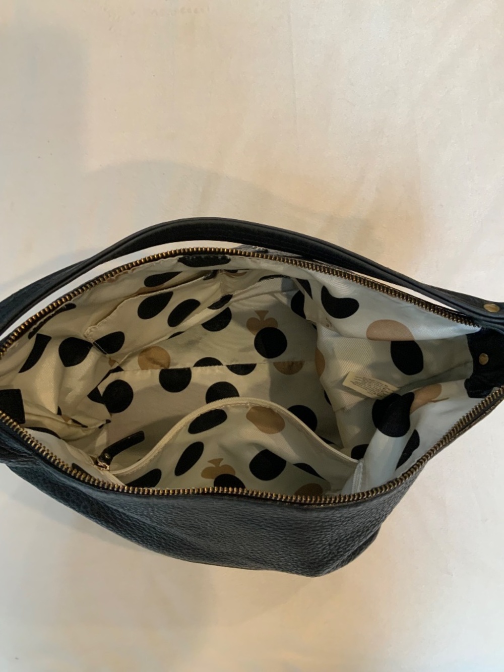 Kate Spade Black leather hobo purse Minimalist Monochrome Cottagecore Coastal - Picture 7 of 9